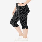 Stretch-Cotton Knit Pull-On Printed Capri Leggings image number null