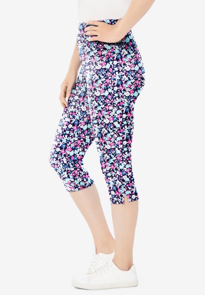 Stretch Cotton Printed Capri Legging image number null