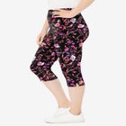 Stretch-Cotton Knit Pull-On Printed Capri Leggings image number 1