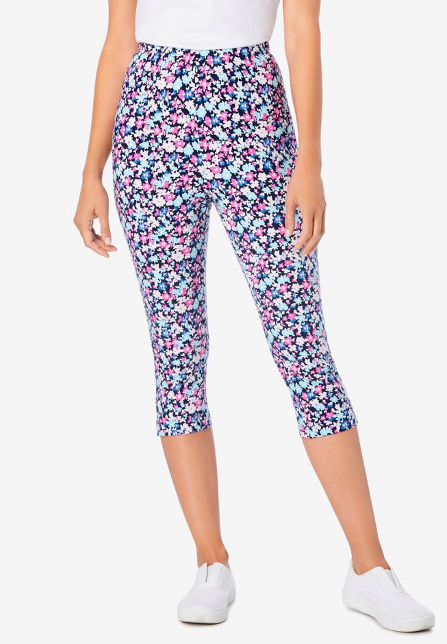 Stretch Cotton Printed Capri Legging image number null