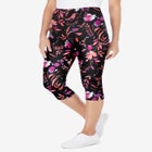 Stretch-Cotton Knit Pull-On Printed Capri Leggings image number 0