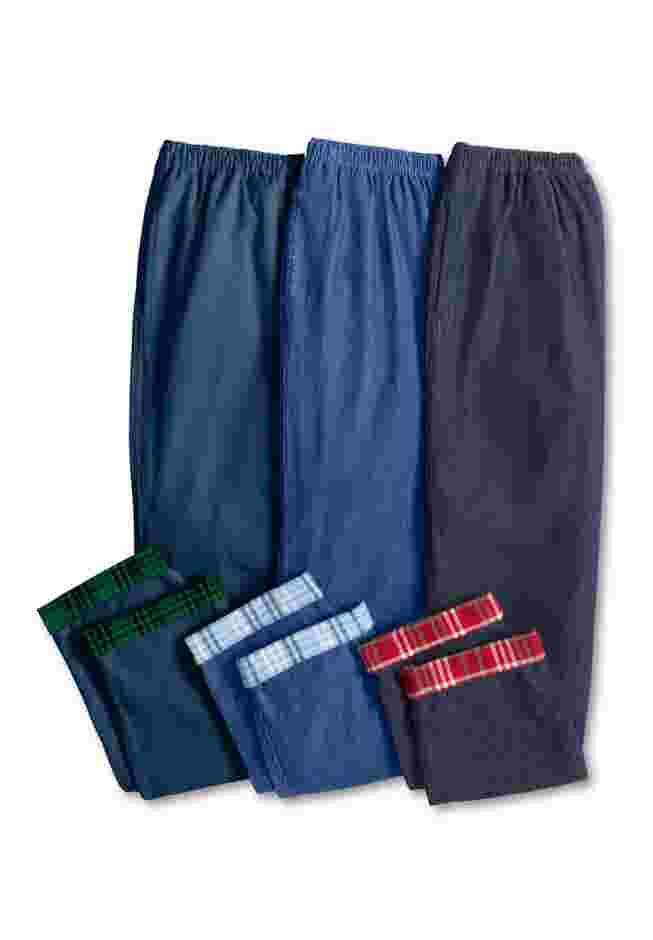 Elastic-Waist Cotton Straight Leg Denim Pant with Flannel Lining image number 4