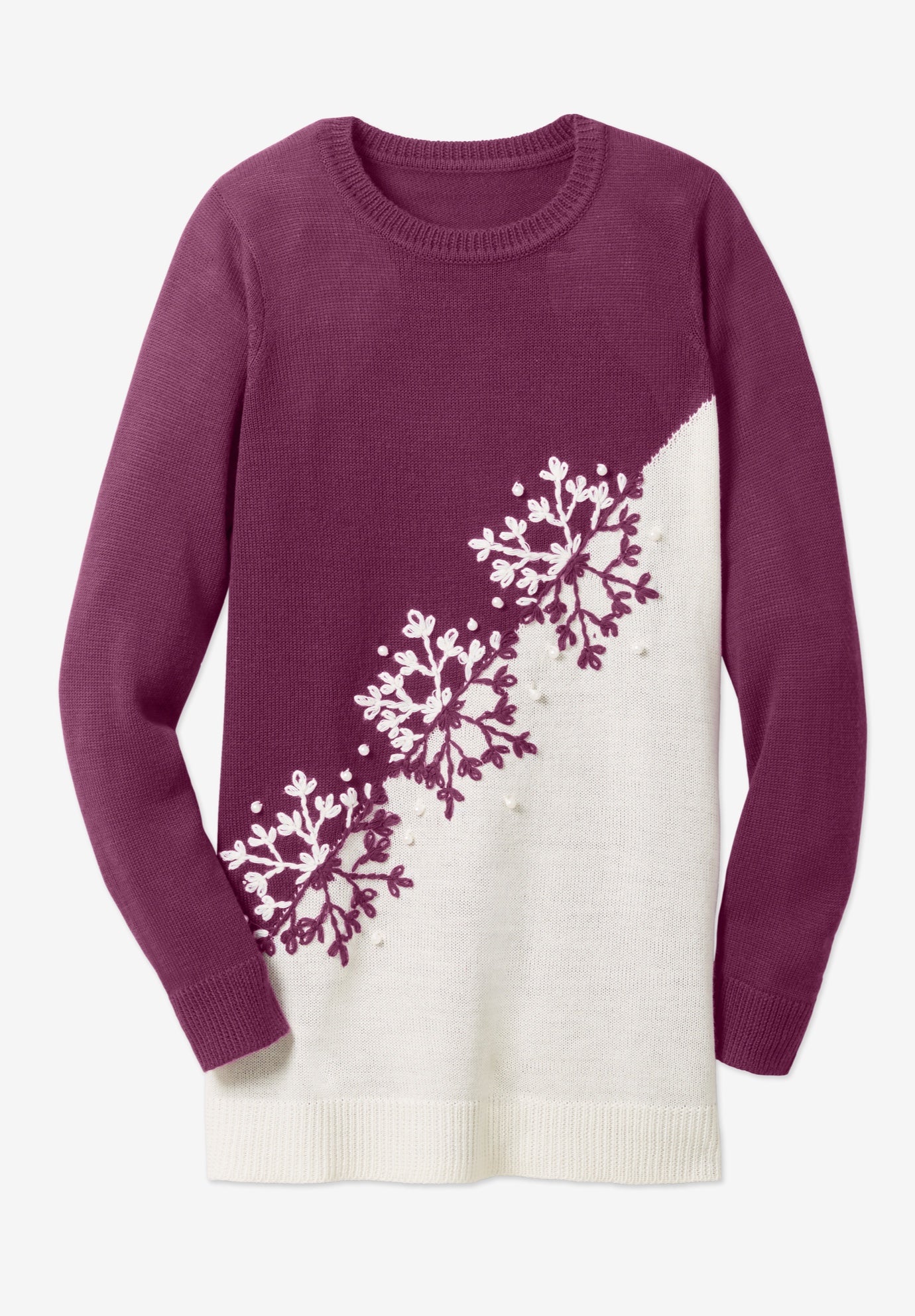 Snowflake Jacquard Pullover Sweater image number 2