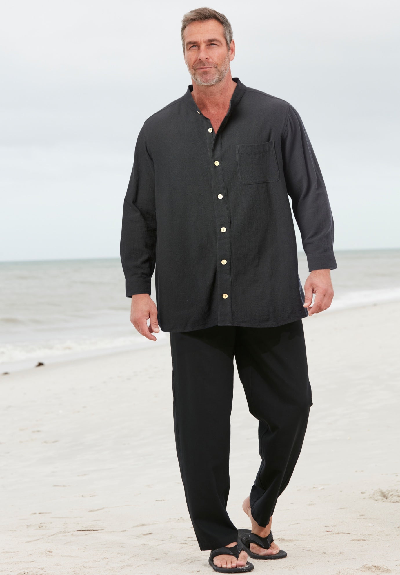 Gauze Mandarin Collar Shirt image number 0