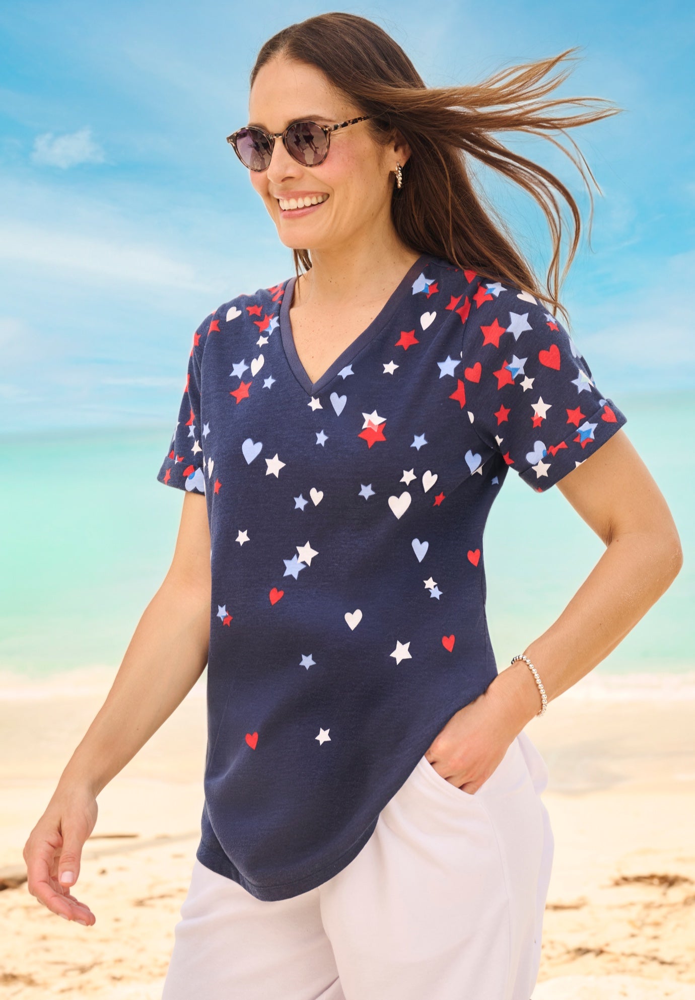 Cuffed Americana Print Tee image number 4
