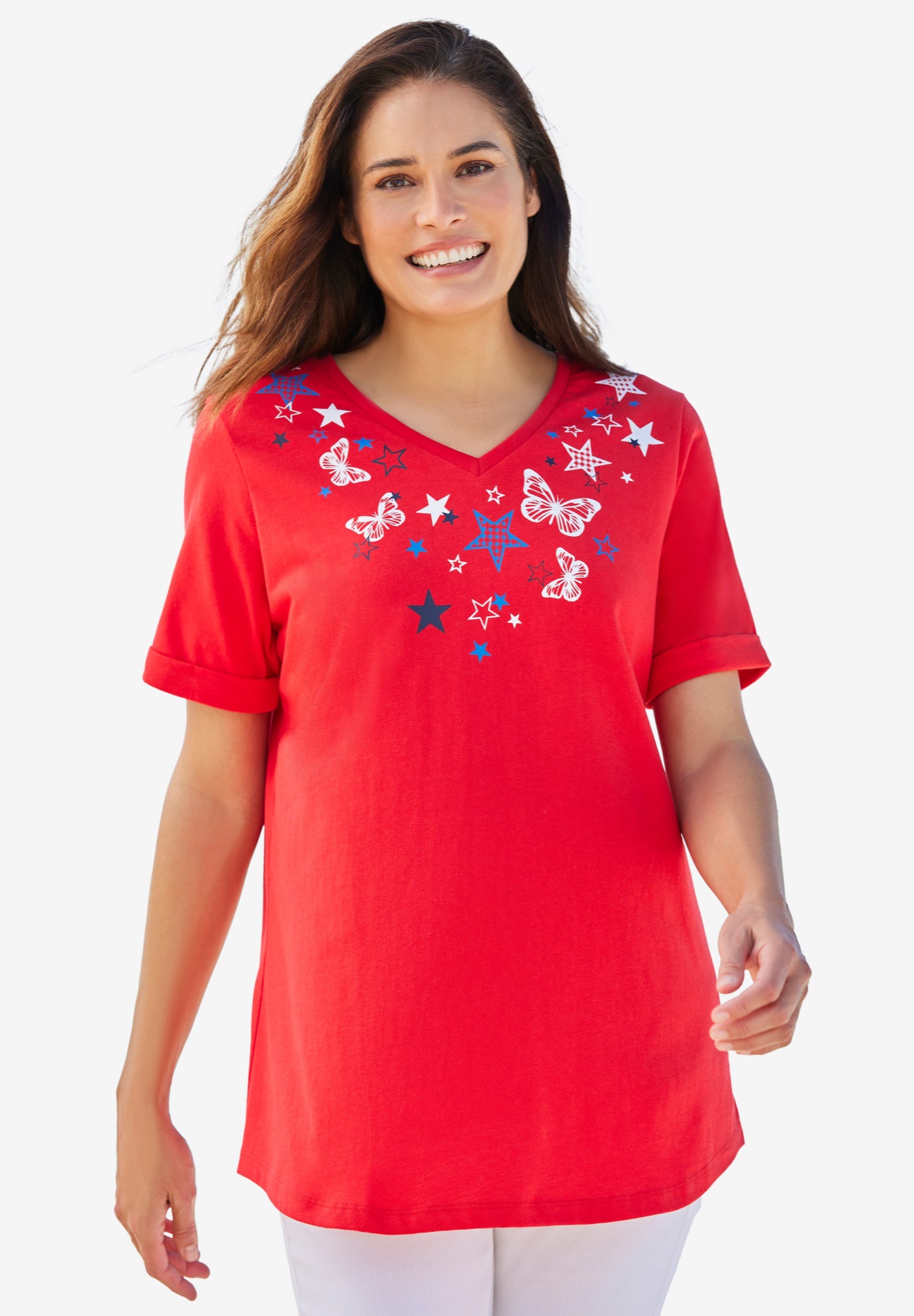 Cuffed Americana Print Tee image number 0