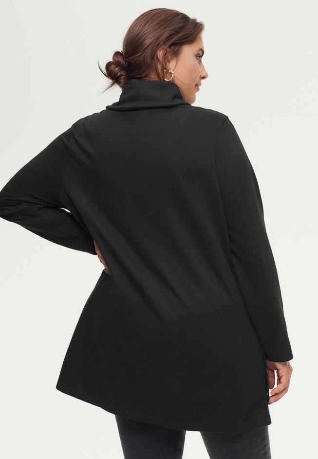 Side Snap Cowl Neck French Terry Sweatshirt Tunic image number 1