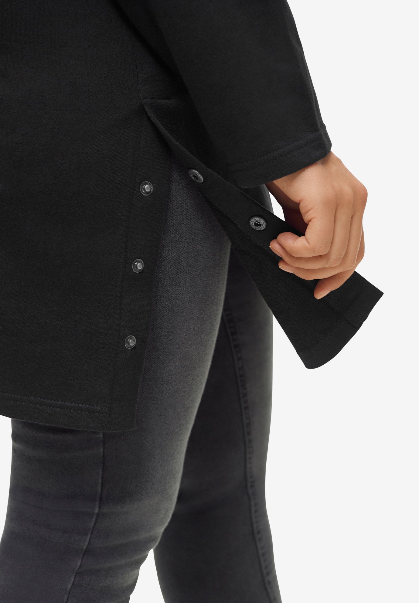 Side Snap Cowl Neck French Terry Sweatshirt Tunic image number 2