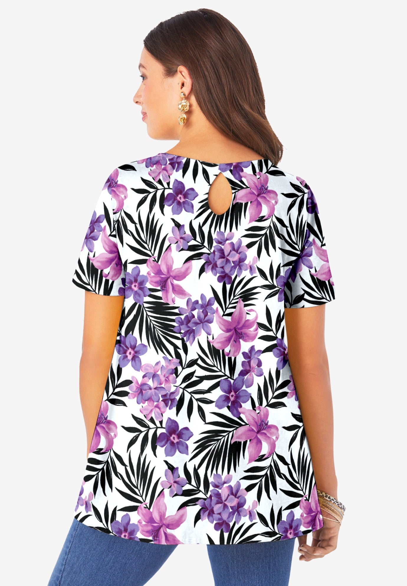 Plus Size Ultimate Cotton Crewneck Short Sleeve Swing Tee image number 2