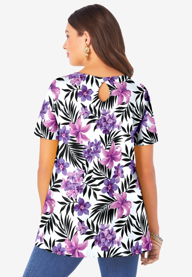 Plus Size Ultimate Cotton Crewneck Short Sleeve Swing Tee image number 2