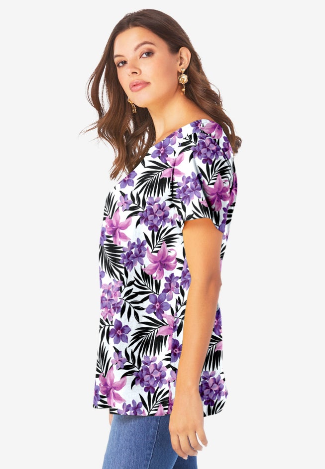 Plus Size Ultimate Cotton Crewneck Short Sleeve Swing Tee image number 3