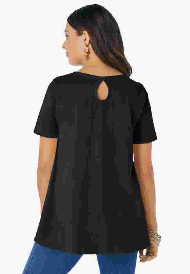 Plus Size Cotton Ultimate Swing Tee with Keyhole Back image number 1