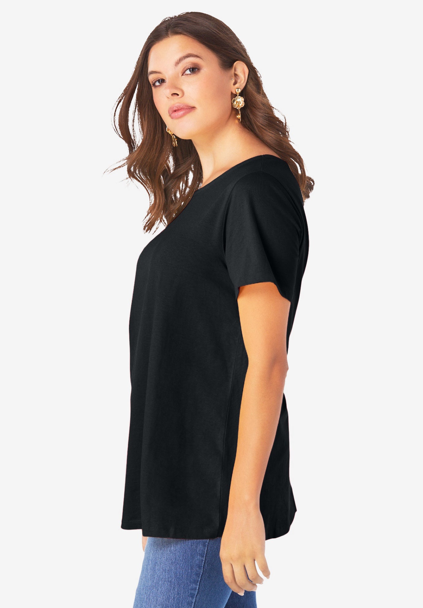 Plus Size Ultimate Cotton Crewneck Short Sleeve Swing Tee image number 3