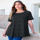 Plus Size Ultimate Cotton Crewneck Short Sleeve Swing Tee image number null