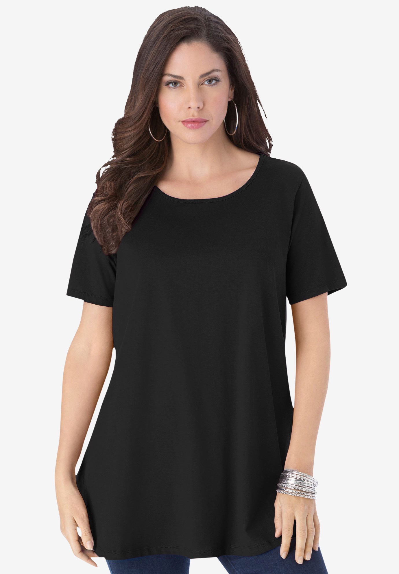 Plus Size Ultimate Cotton Crewneck Short Sleeve Swing Tee image number 1