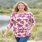 Perfect Printed Three-Quarter-Sleeve Scoopneck Tunic image number null