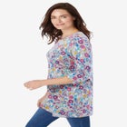Perfect Printed Three-Quarter Sleeve Crewneck Tunic image number null