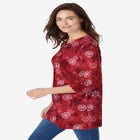 Perfect Printed Three-Quarter Sleeve Crewneck Tunic image number null