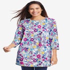 Perfect Printed Three-Quarter Sleeve Crewneck Tunic image number null