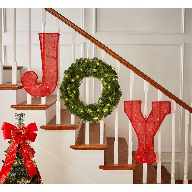 PRE-LIT "JOY" STAIRCASE WREATH, SET OF 3 image number 0