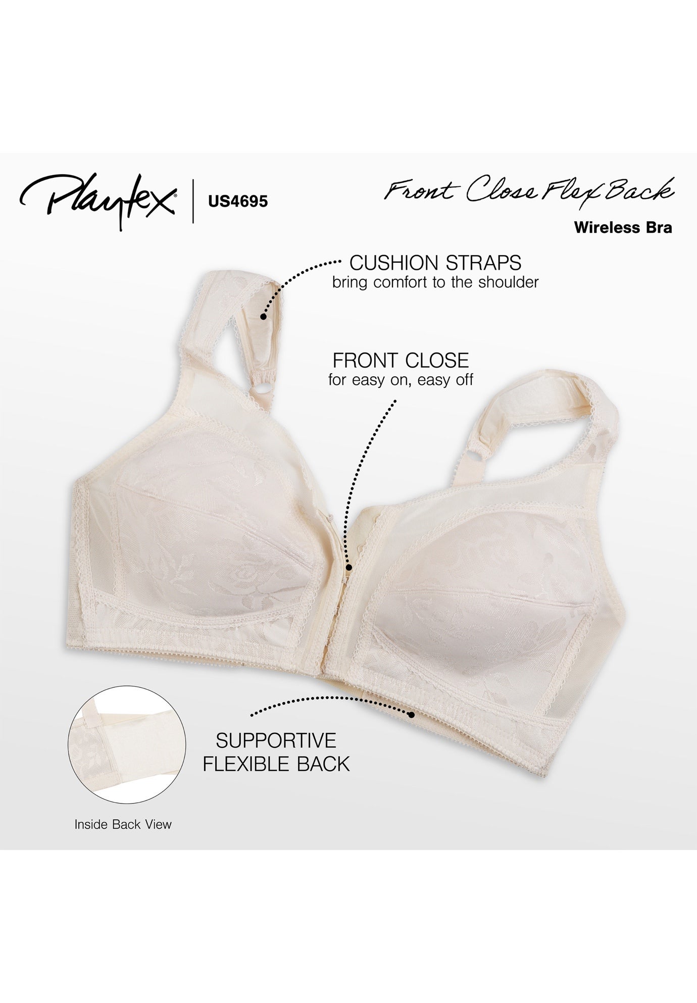 Playtex® 18 Hour Front-Close Wireless Bra with Flex Back 4695 image number 4