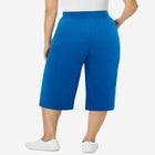 Elastic-Waist Pull-On Knit Pocket Capri Pants image number null