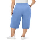 Elastic-Waist Pull-On Knit Pocket Capri Pants image number null