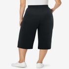 Elastic-Waist Pull-On Knit Pocket Capri Pants image number null