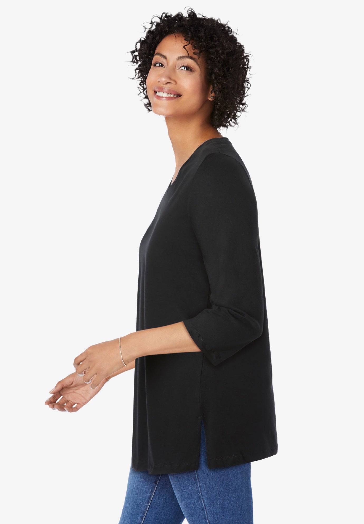 Perfect Three-Quarter Sleeve V-Neck Tunic image number 2