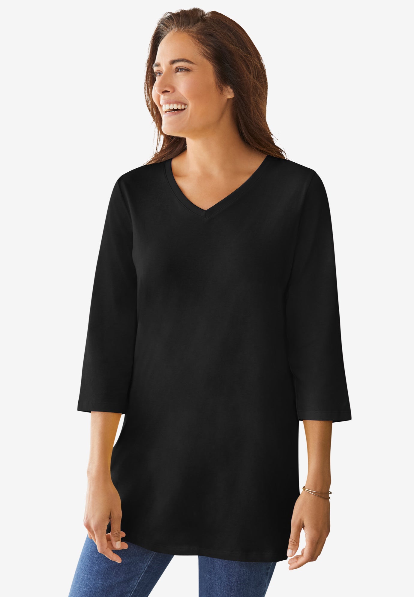Perfect Three-Quarter Sleeve V-Neck Tunic image number 0