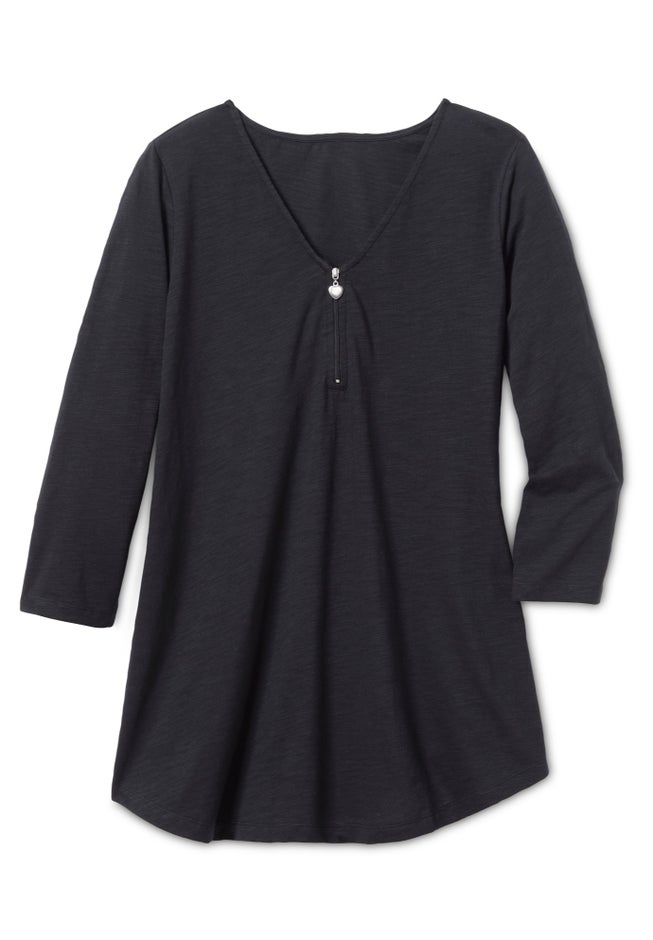 Three-Quarter Sleeve Zipper Tunic image number 1