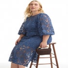 Puff Sleeve Lace Midi Dress image number null