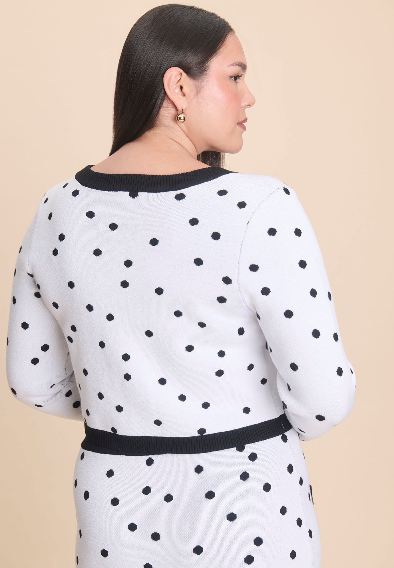 Cropped Intarsia Knit Jacket image number 4