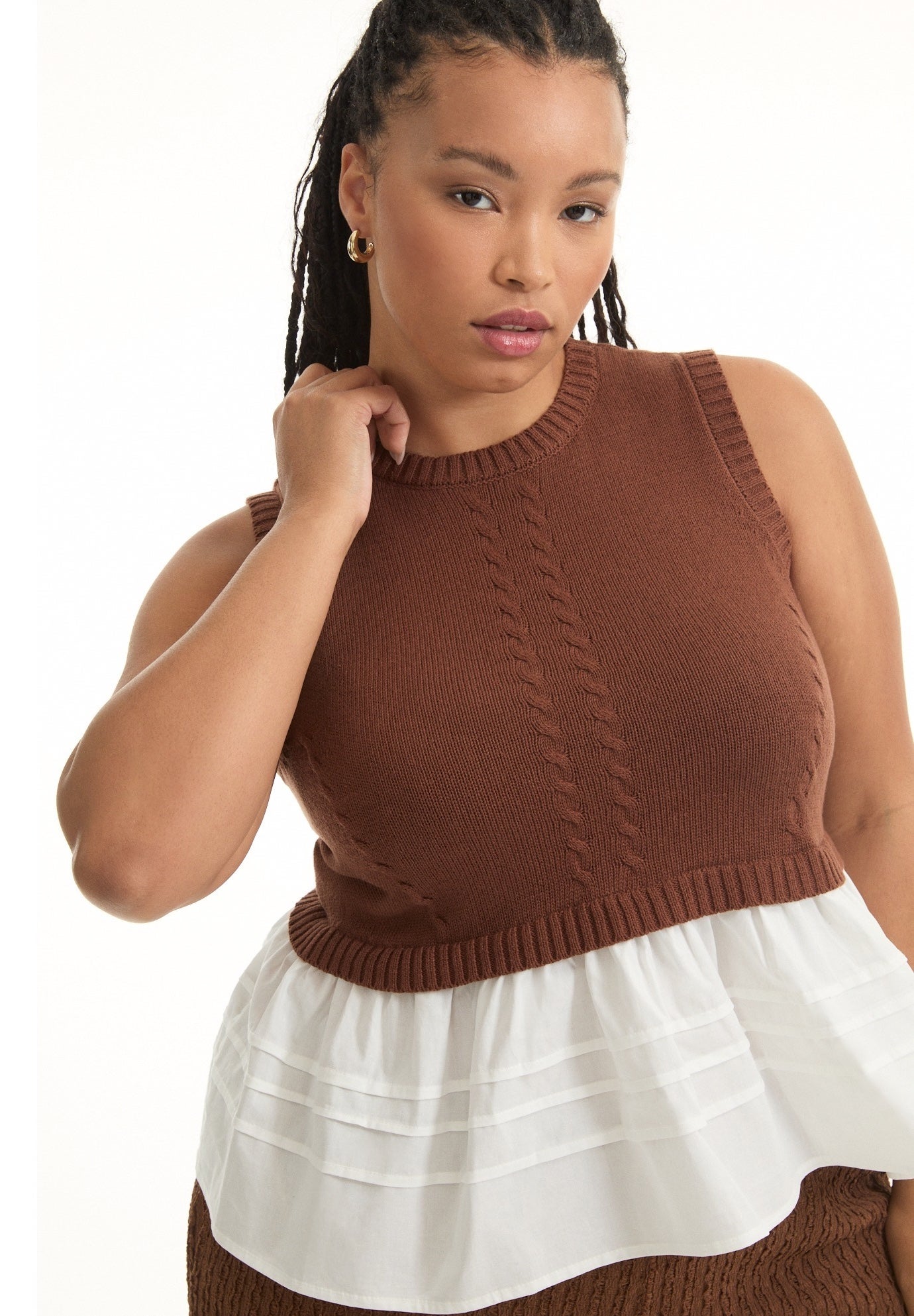 Sleeveless Peplum Sweater image number 2