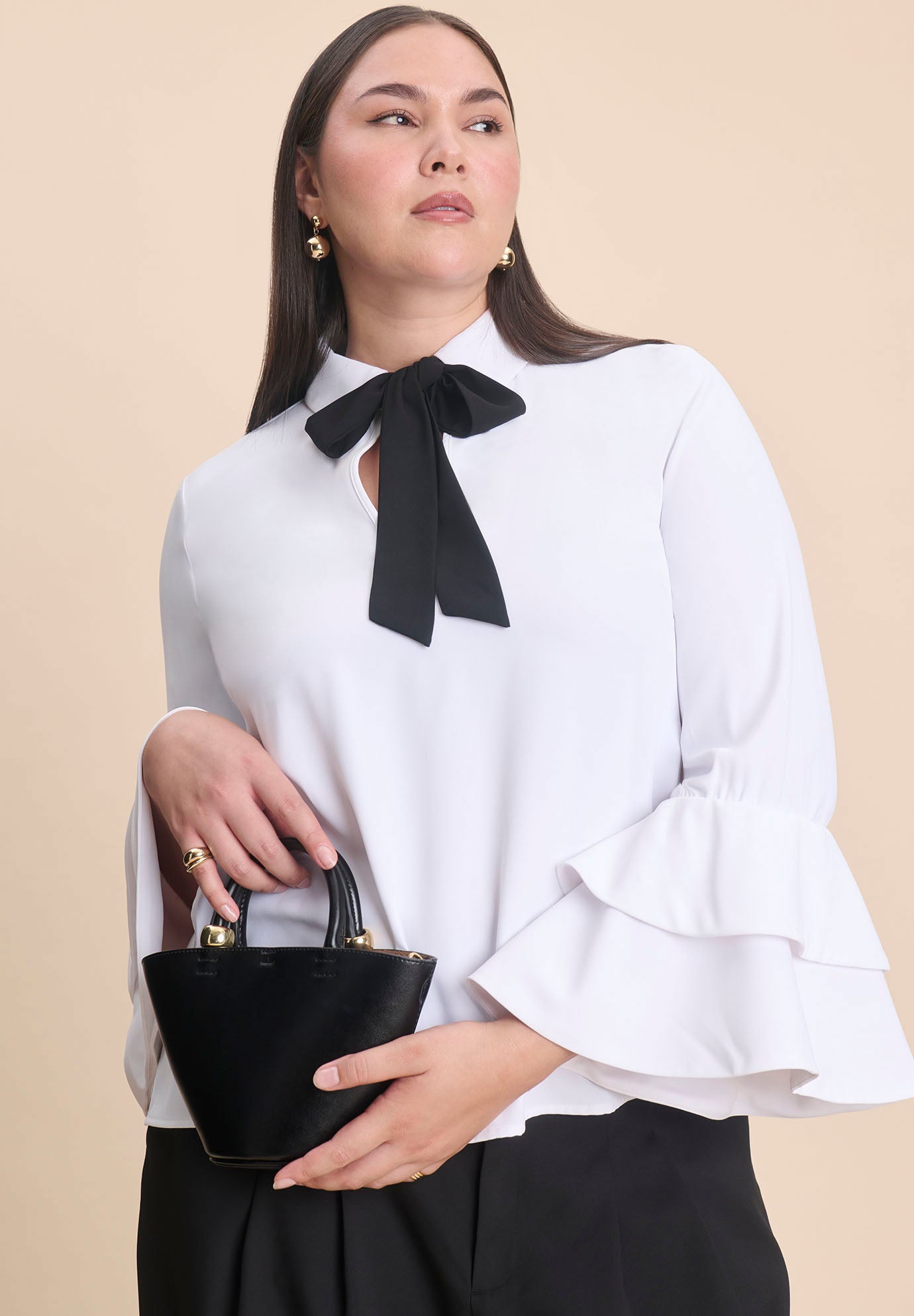 Ruffle Sleeve Collared Top image number 0