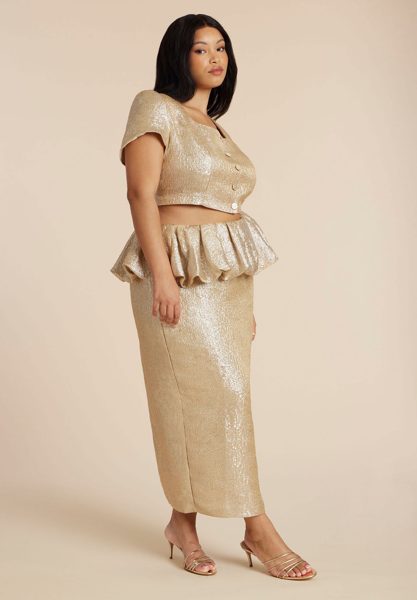 Square Neck Button Up Crop Top image number 3