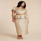 Metallic Skirt With Bubble Peplum image number null
