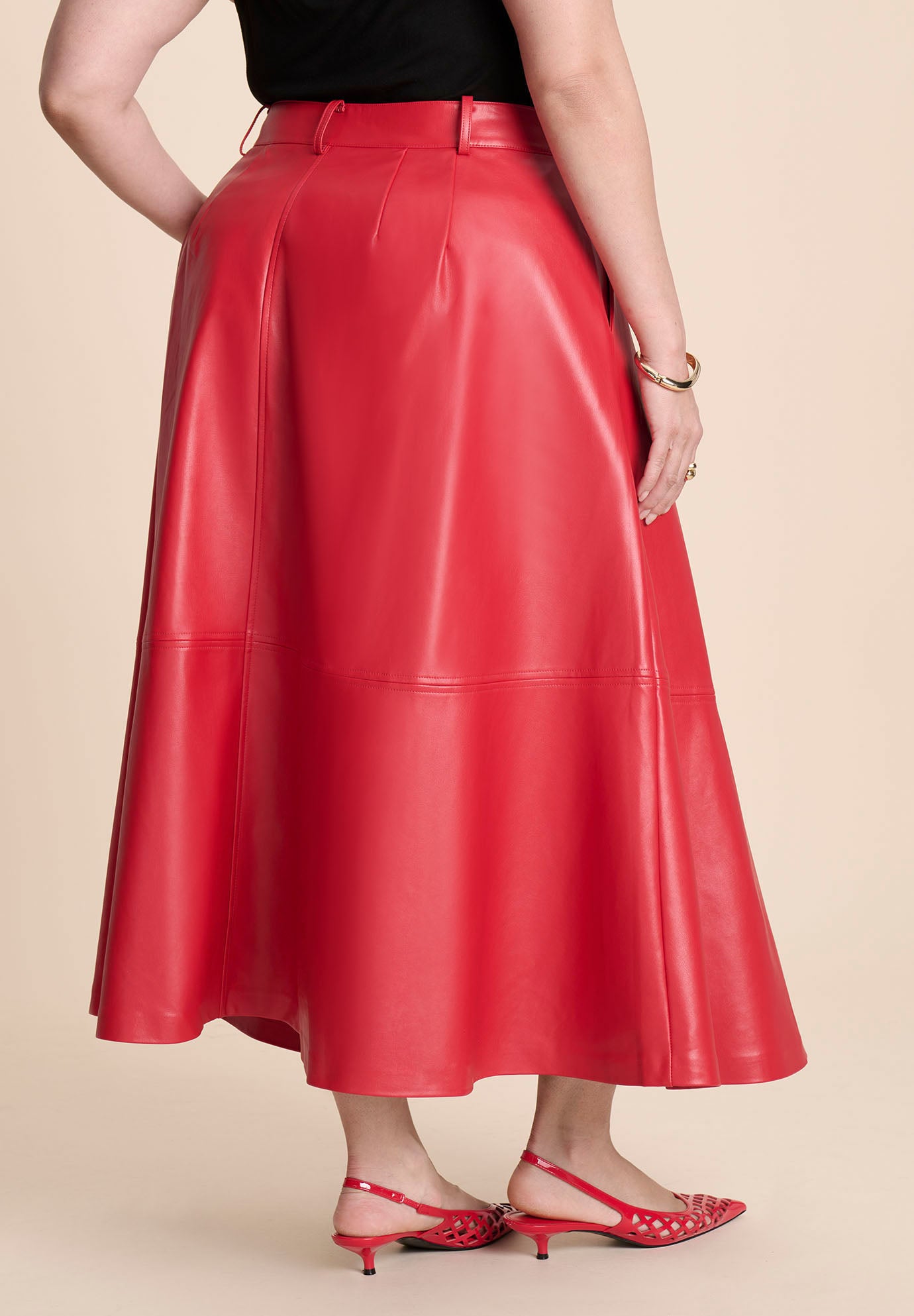 Faux Leather Midi Skirt image number 1