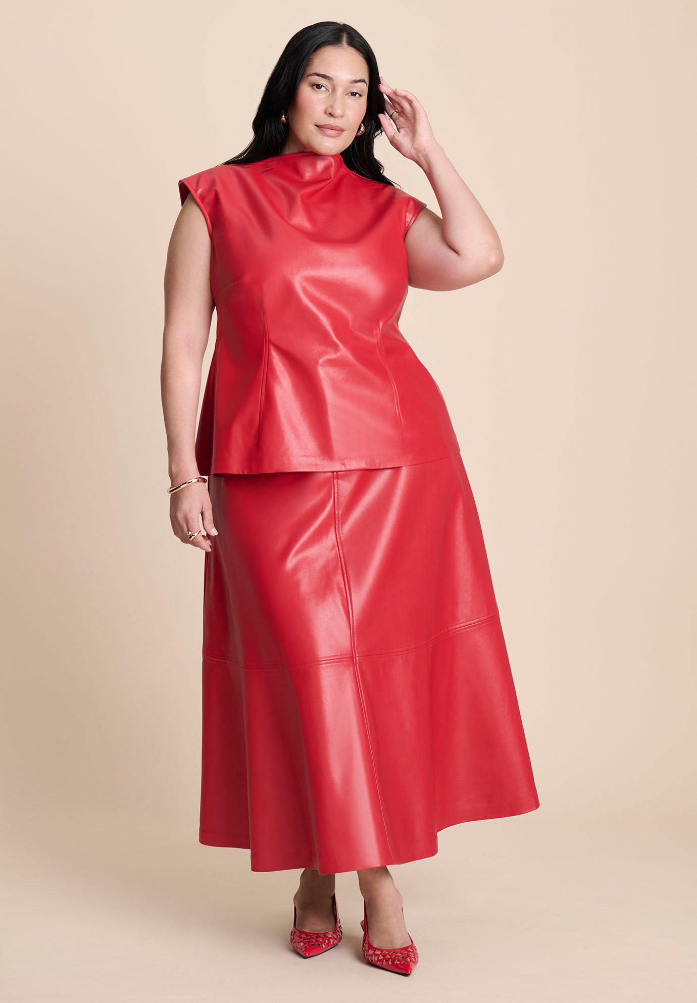 Faux Leather Midi Skirt image number 2