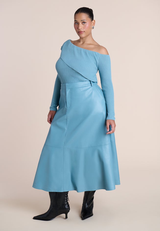 Faux Leather Midi Skirt image number 1