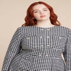 Rhinestone Button Tweed Mini Dress image number null