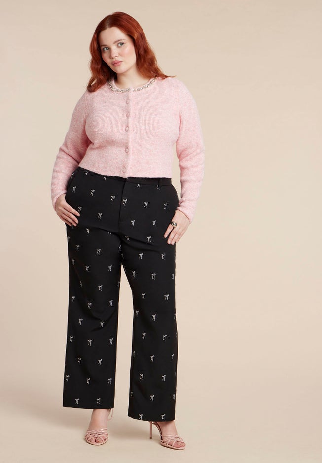 Embroidered Bow Bootcut Trouser image number 1