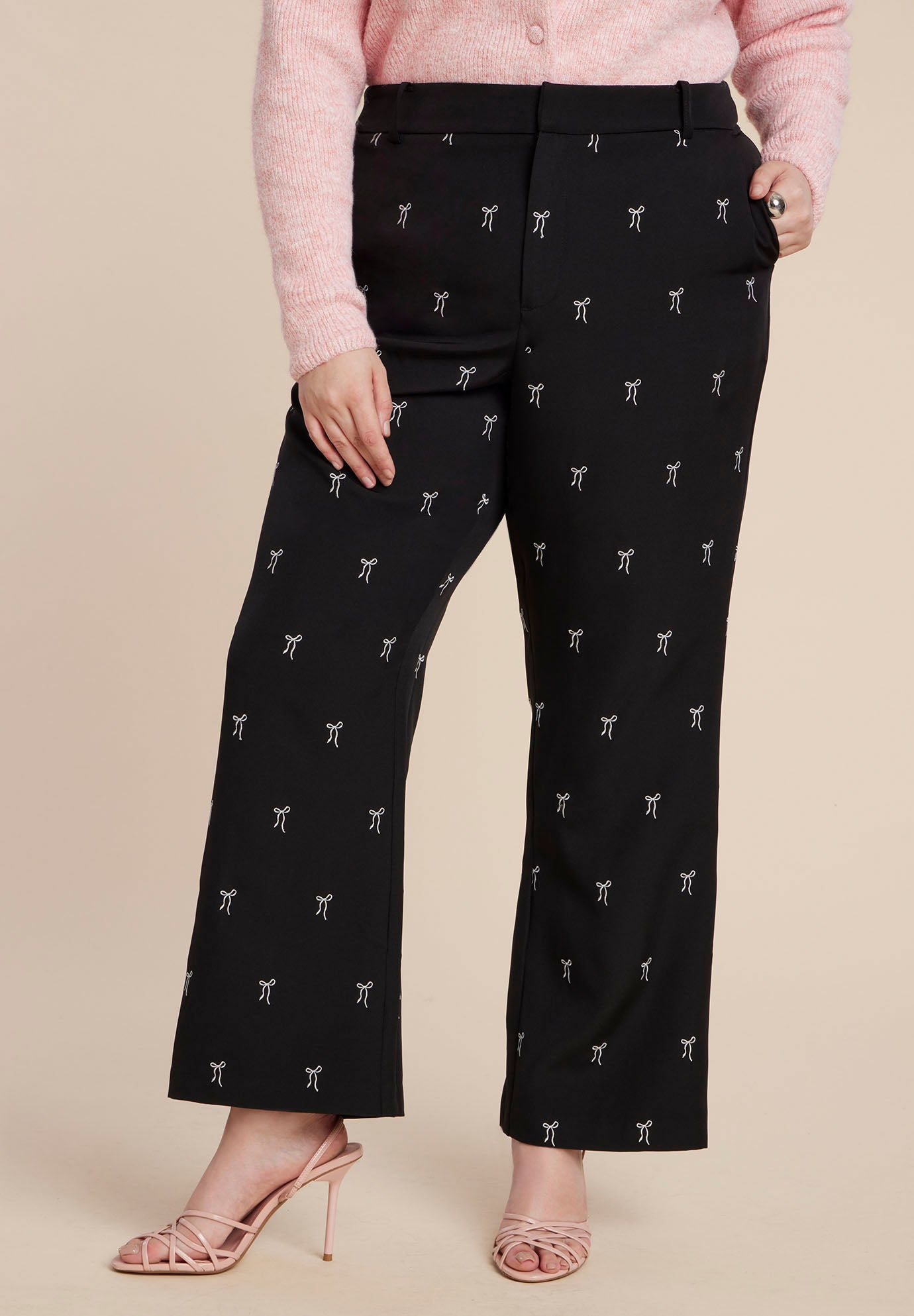 Embroidered Bow Bootcut Trouser image number 2