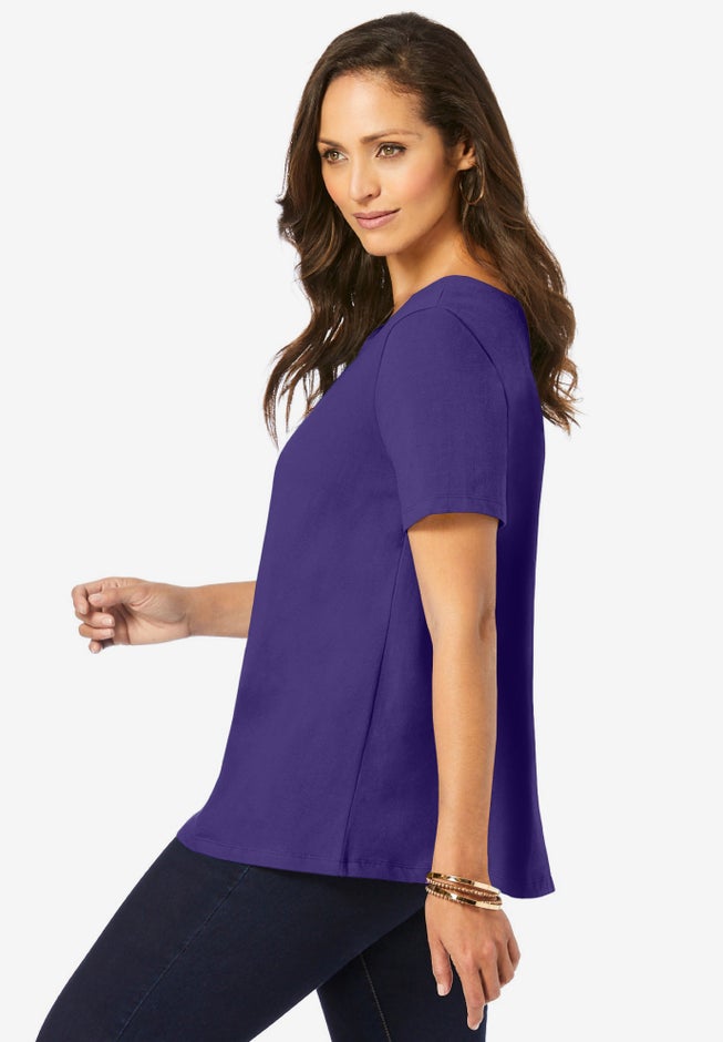 Stretch Cotton Trapeze Tee image number 2