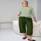 Cotton Spandex Jersey Boatneck Three-Quarter Sleeve Top image number null