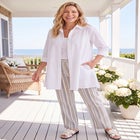 A-Line Button Front Longer Length Tunic with Pockets image number 0