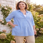 A-Line Button Front Longer Length Tunic with Pockets image number 2