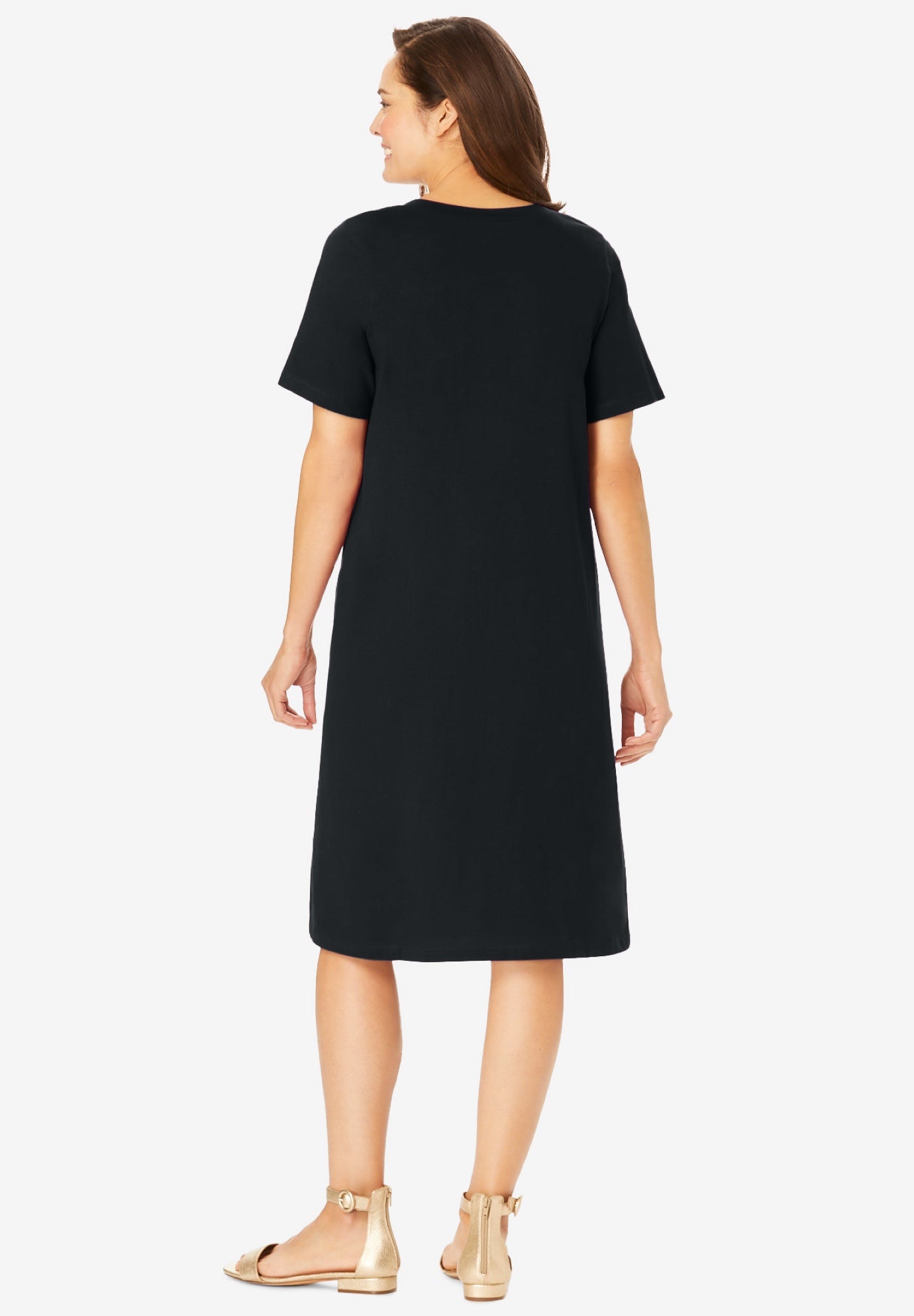Perfect Short-Sleeve V-Neck Tee Dress image number 1