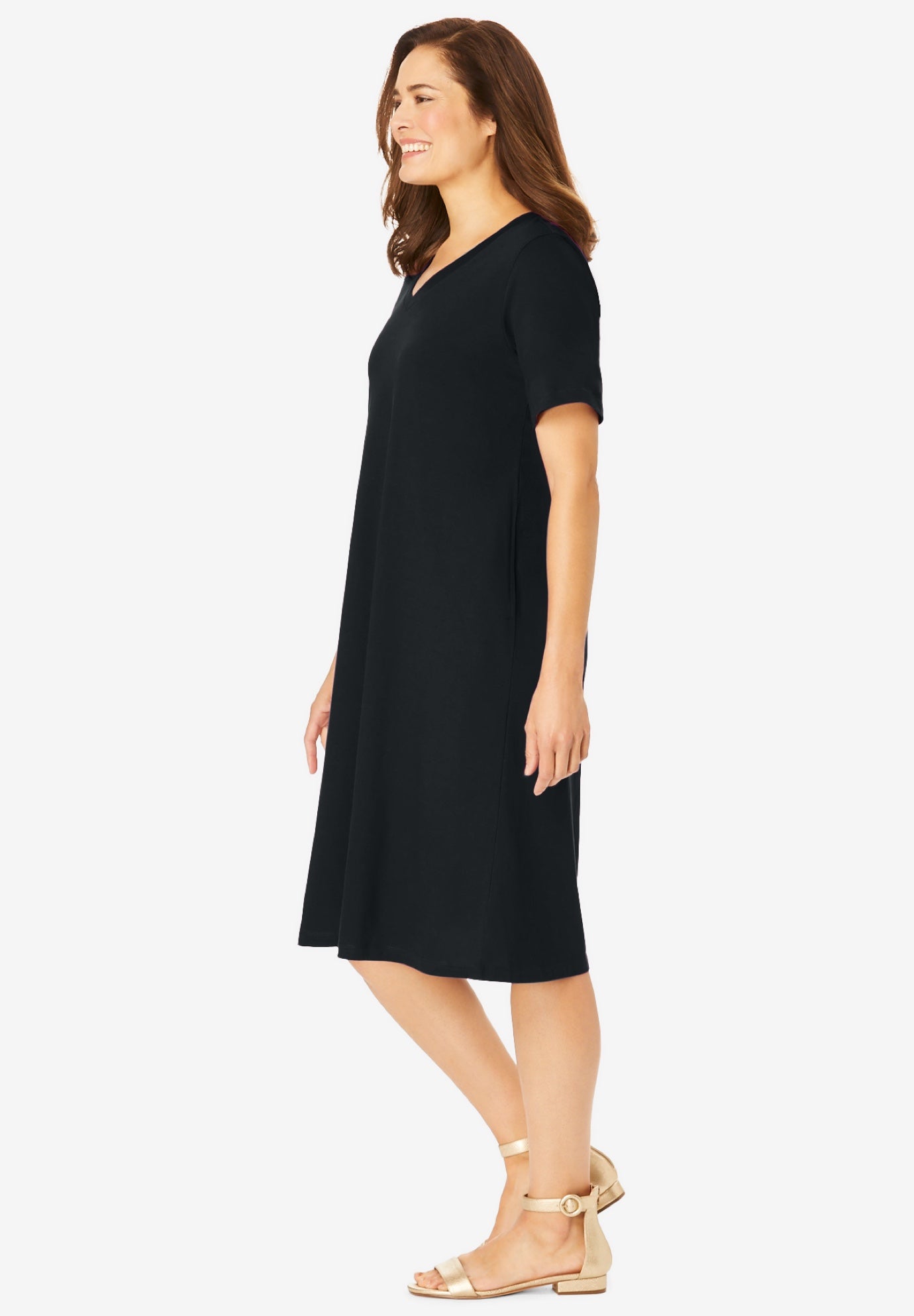Perfect Short-Sleeve V-Neck Tee Dress image number 2