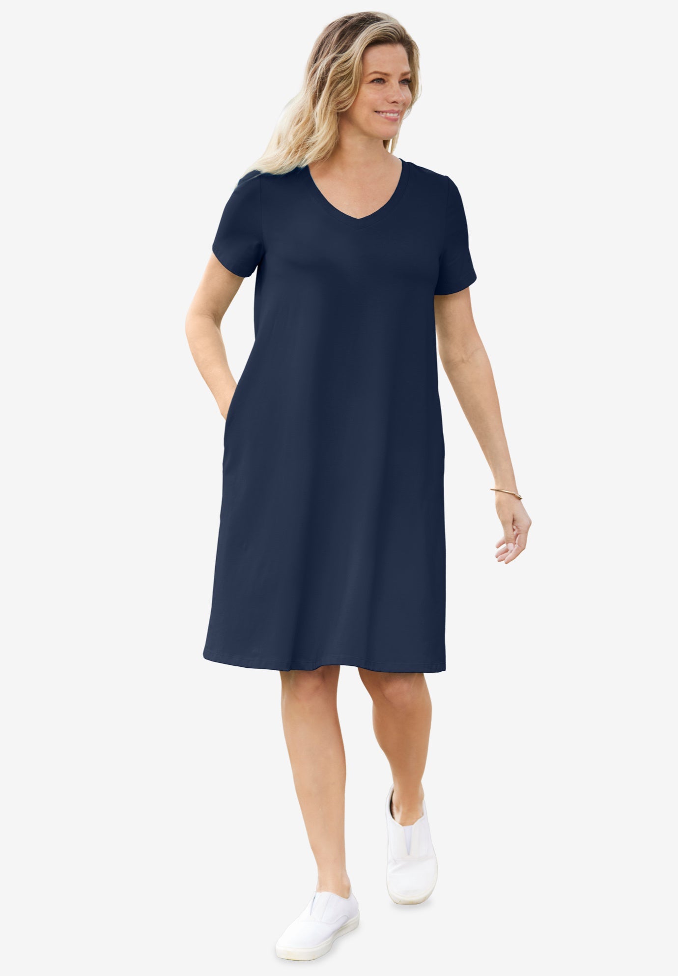 Perfect Short-Sleeve V-Neck Tee Dress image number 0